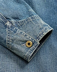 Corduroy-Collar Indigo Denim Jacket