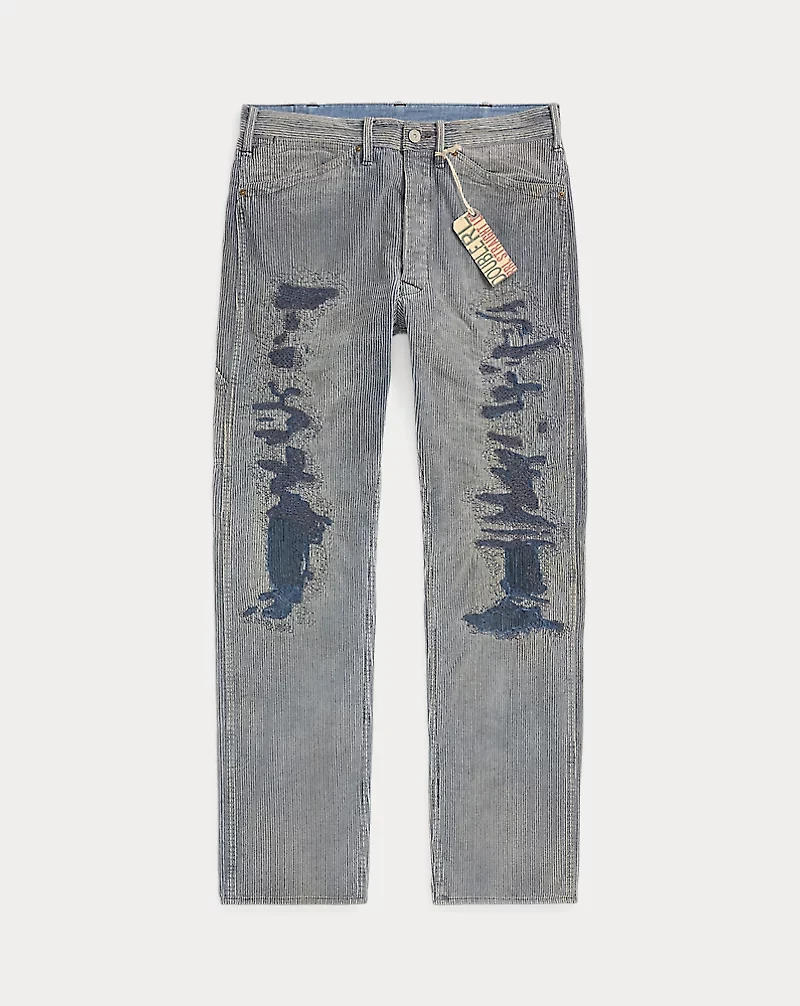 Straight Fit Distressed Corduroy Pant