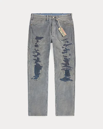 Straight Fit Distressed Corduroy Pant