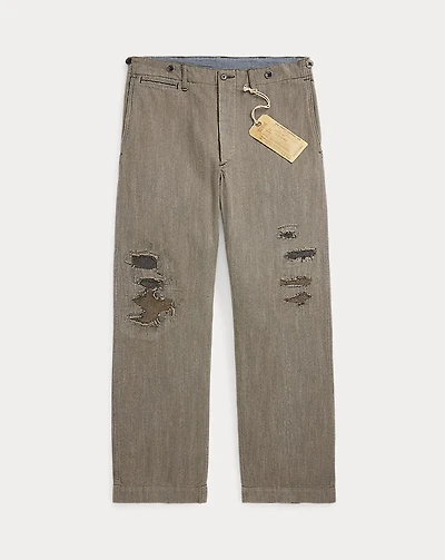 Distressed Herringbone Twill Field Pant