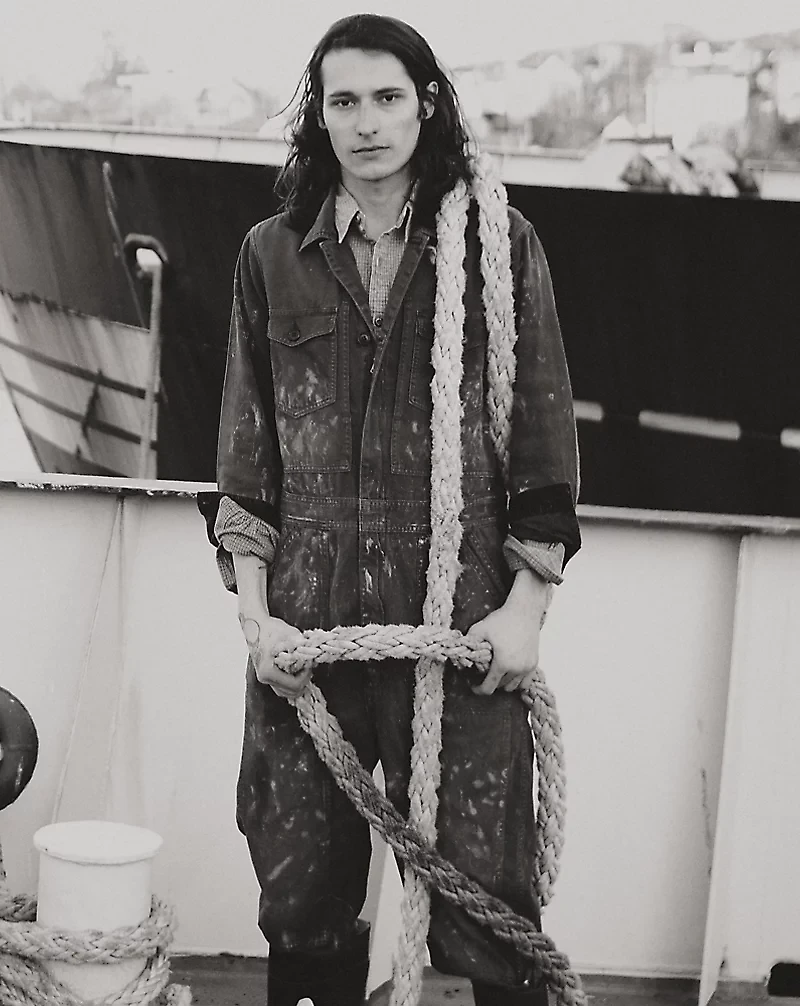 Distressed Reverse-Sateen Coverall