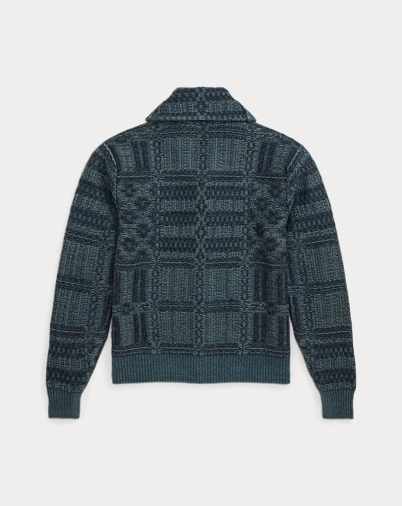 Indigo Jacquard-Knit Cotton Cardigan