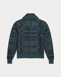 Indigo Jacquard-Knit Cotton Cardigan