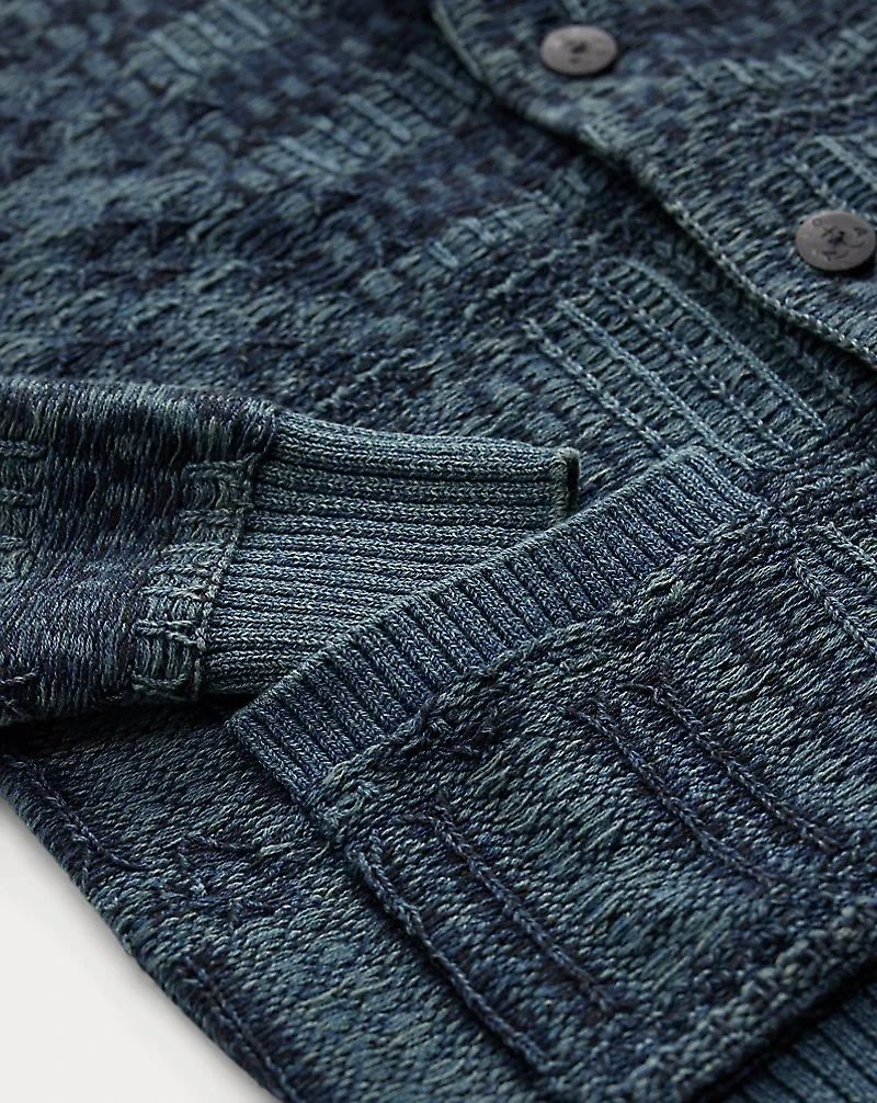 Indigo Jacquard-Knit Cotton Cardigan