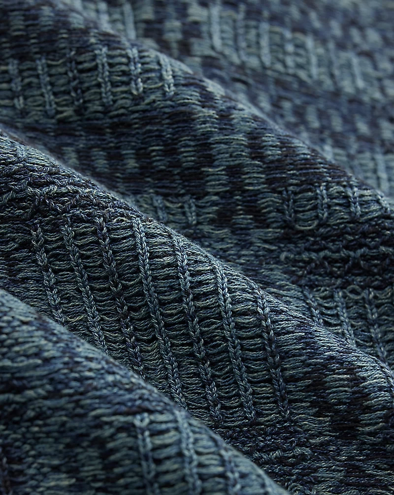 Indigo Jacquard-Knit Cotton Cardigan