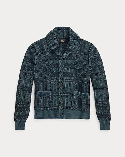 Indigo Jacquard-Knit Cotton Cardigan