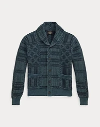 Indigo Jacquard-Knit Cotton Cardigan