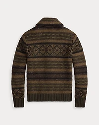 Wool-Cotton Shawl-Collar Cardigan