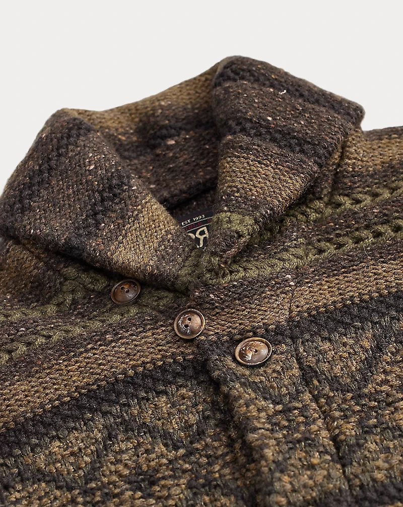 Wool-Cotton Shawl-Collar Cardigan
