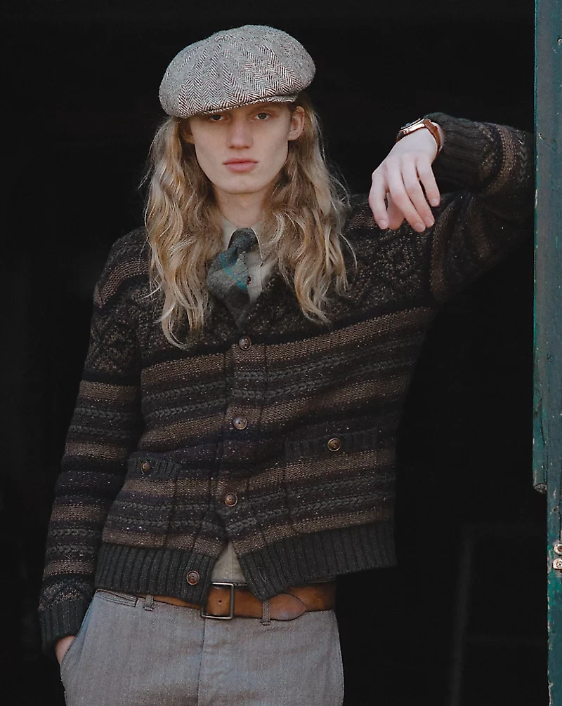 Wool-Cotton Shawl-Collar Cardigan