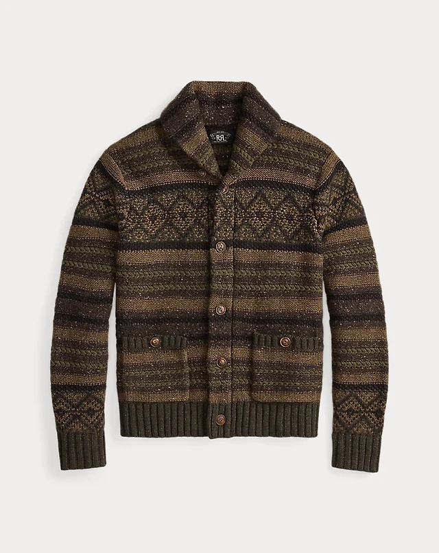 Shop Brooks Brothers Merino Wool Windowpane Intarsia Shawl-Collar