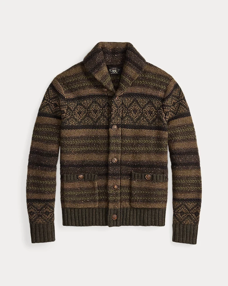 Wool-Cotton Shawl-Collar Cardigan