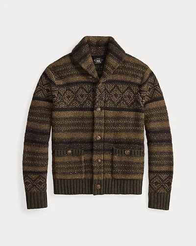 Wool-Cotton Shawl-Collar Cardigan