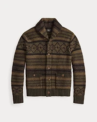 Wool-Cotton Shawl-Collar Cardigan