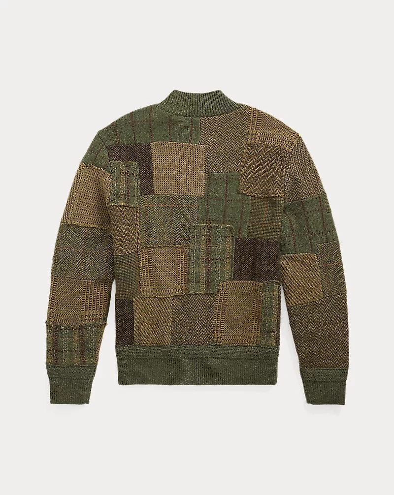 Patchwork Wool-Cashmere Sweater Jacket