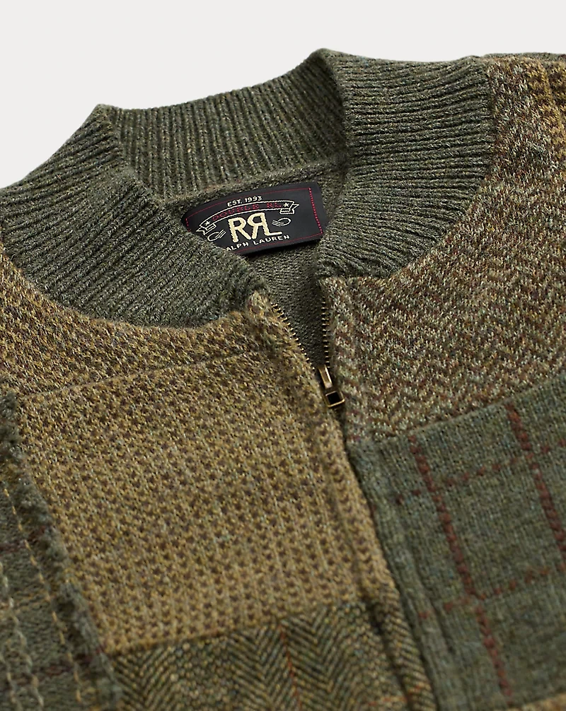 Patchwork Wool-Cashmere Sweater Jacket
