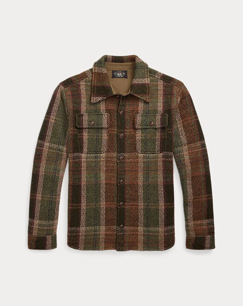 Plaid Wool-Cashmere Workshirt Sweater