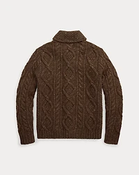 Heathered Aran-Knit Shawl Cardigan