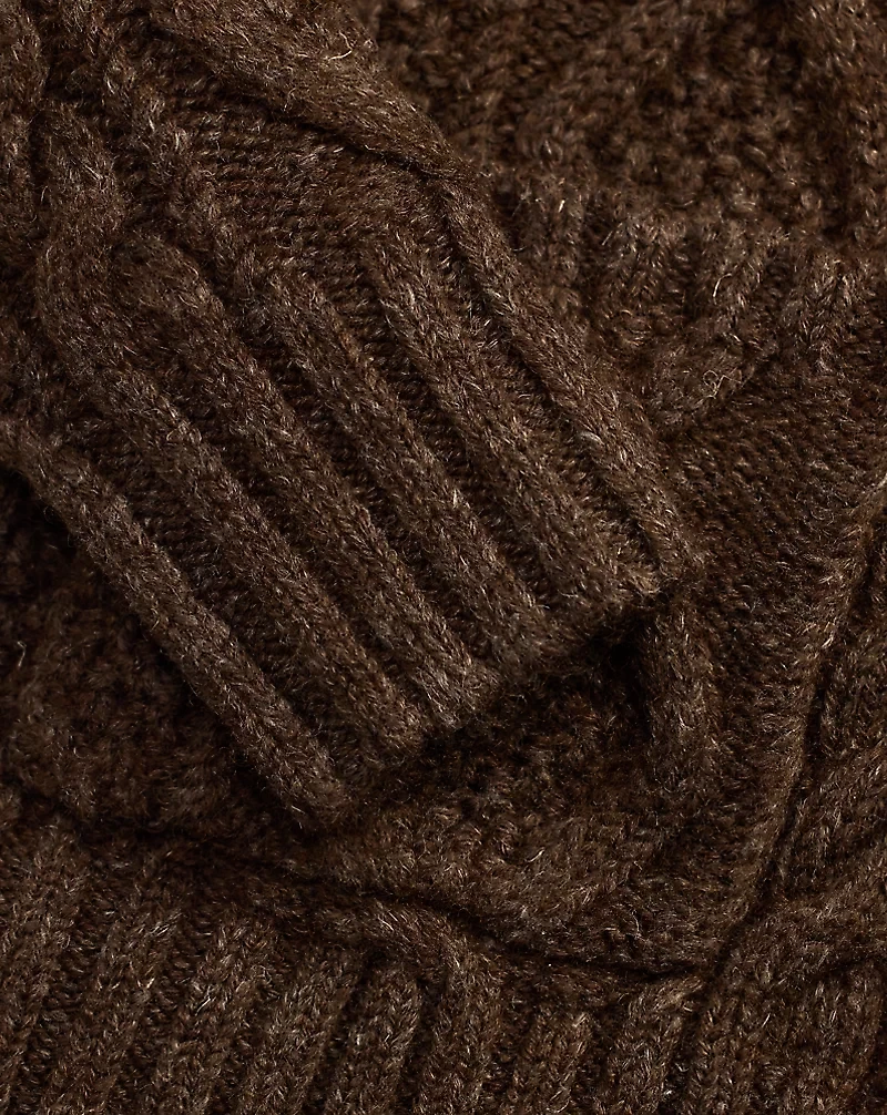 Heathered Aran-Knit Shawl Cardigan