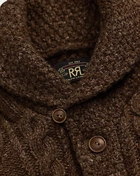 Heathered Aran-Knit Shawl Cardigan