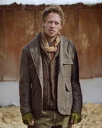 Heathered Aran-Knit Shawl Cardigan