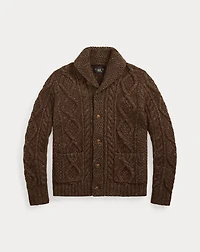 Heathered Aran-Knit Shawl Cardigan