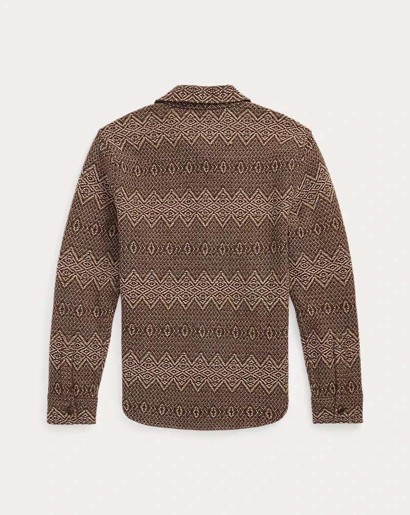 Jacquard-Knit Wool Workshirt Sweater