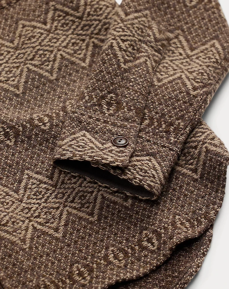 Jacquard-Knit Wool Workshirt Sweater