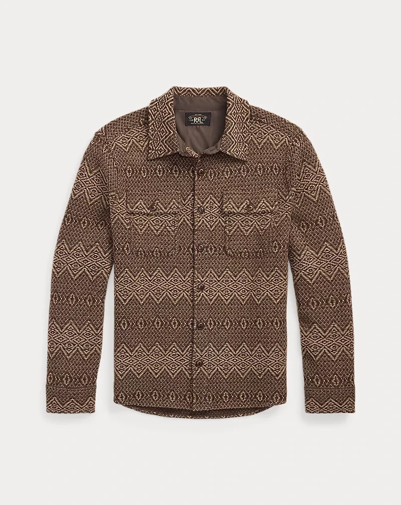 Jacquard-Knit Wool Workshirt Sweater