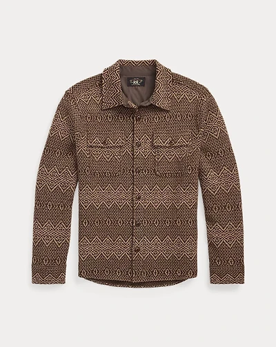 Jacquard-Knit Wool Workshirt Sweater