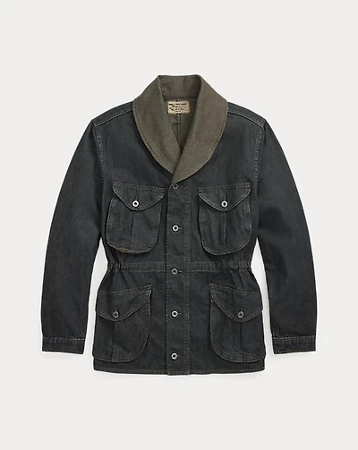 Indigo Cotton-Linen Denim Field Coat