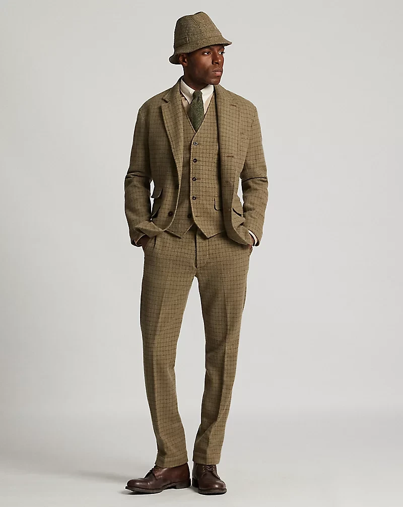 Checked Wool Tweed Vest