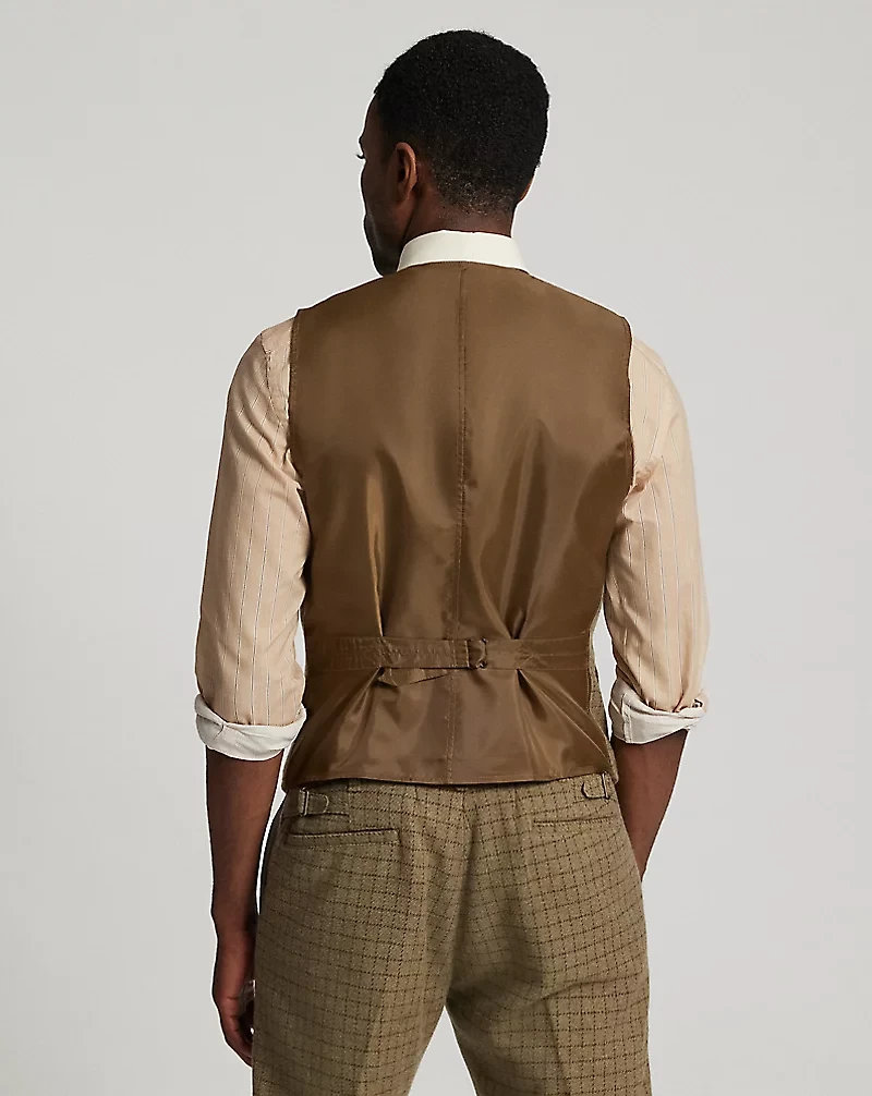 Checked Wool Tweed Vest