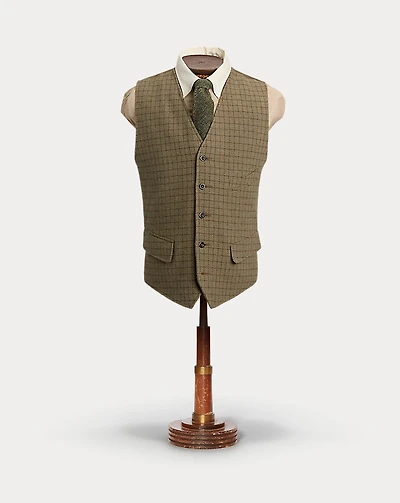 Checked Wool Tweed Vest
