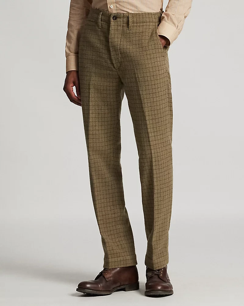 Checked Wool Tweed Officer’s Pant