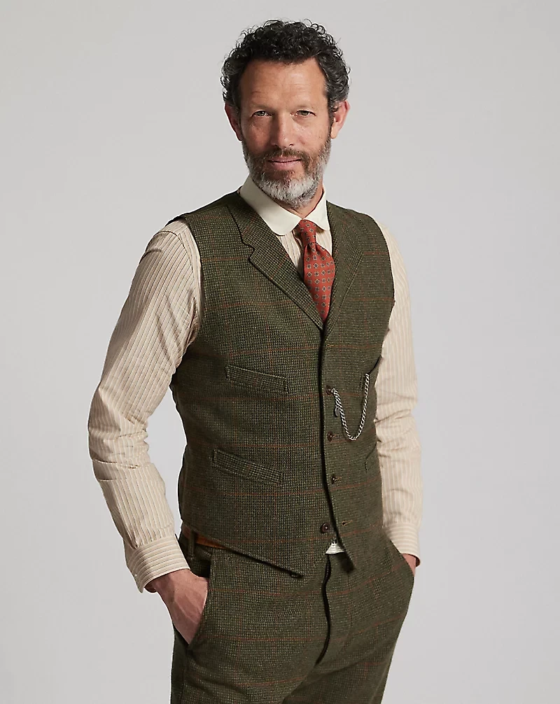 Windowpane Wool Tweed Vest
