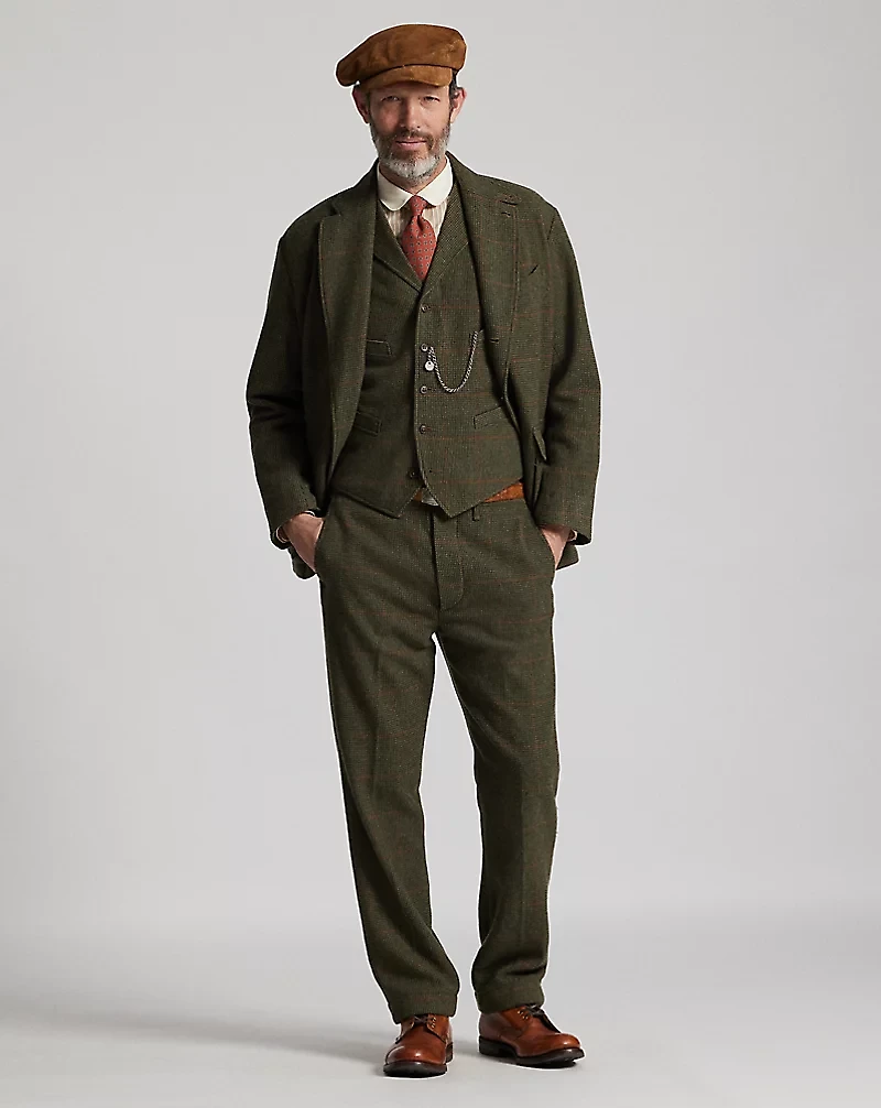 Windowpane Wool Tweed Vest