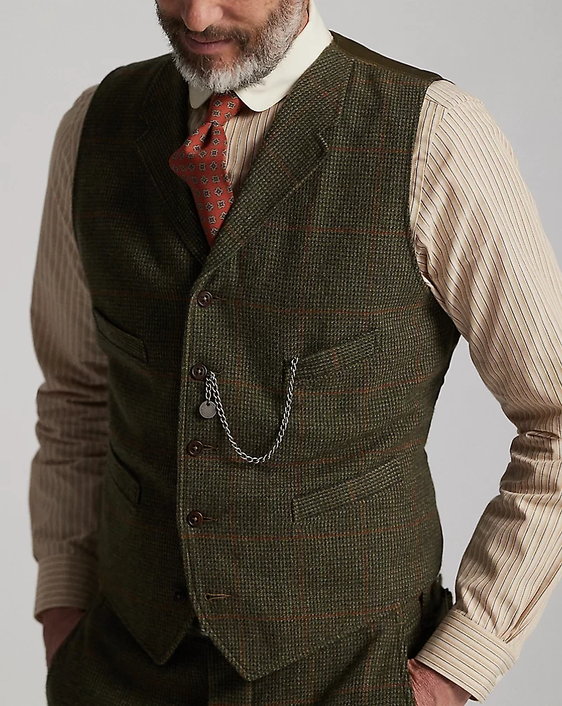 Windowpane Wool Tweed Vest