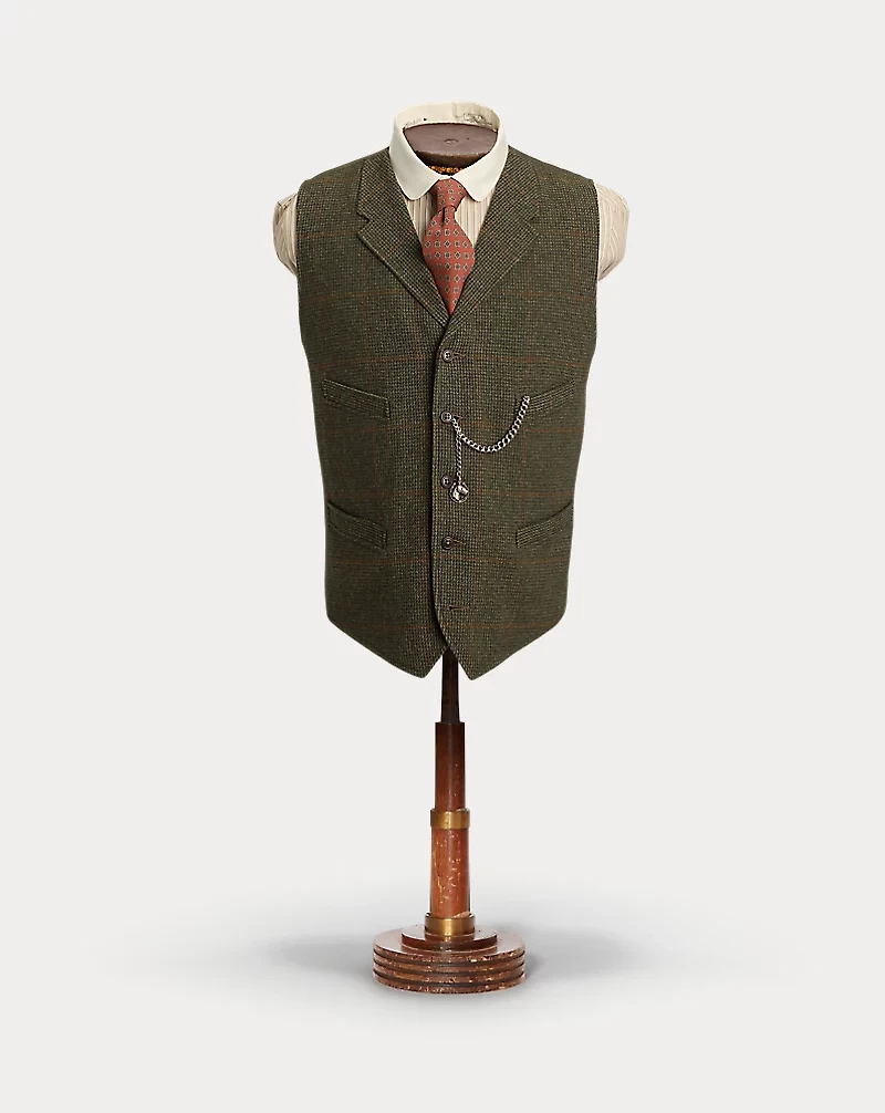 Windowpane Wool Tweed Vest