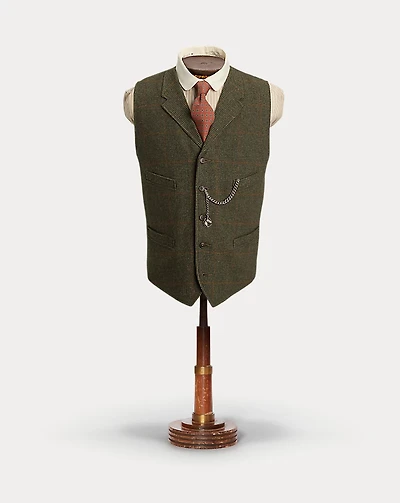 Windowpane Wool Tweed Vest