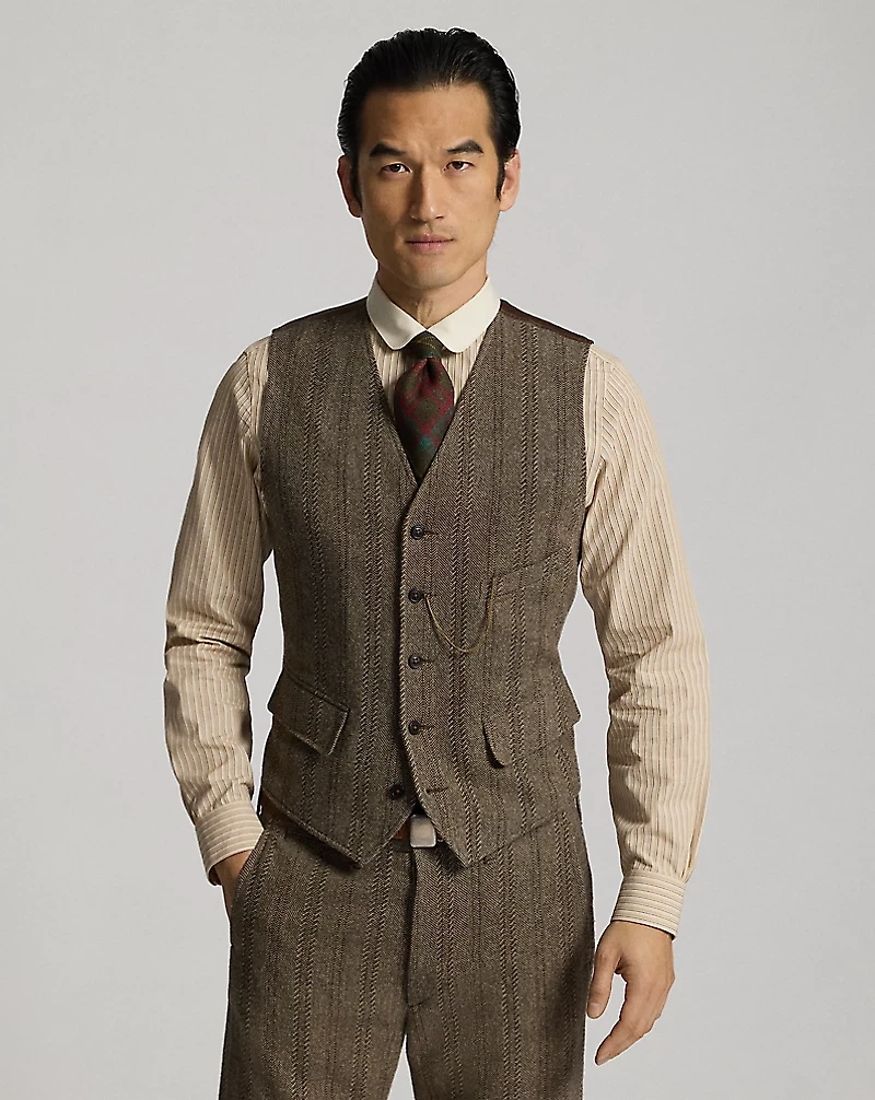 Wool-Cotton Herringbone Vest