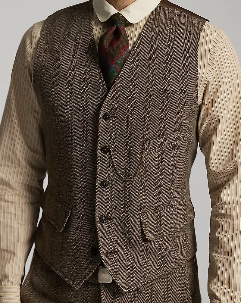 Wool-Cotton Herringbone Vest