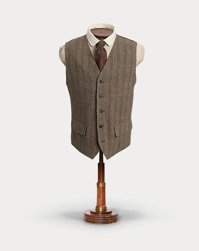 Wool-Cotton Herringbone Vest