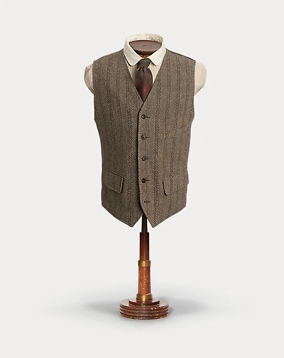 Wool-Cotton Herringbone Vest