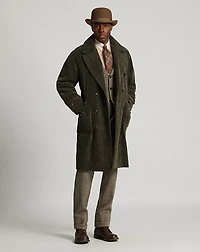 Herringbone-Print Corduroy Topcoat