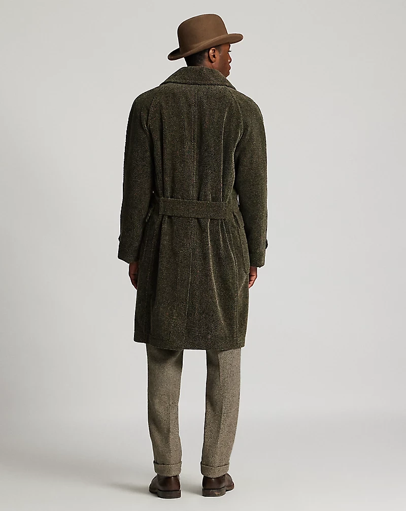 Herringbone-Print Corduroy Topcoat