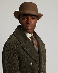 Herringbone-Print Corduroy Topcoat