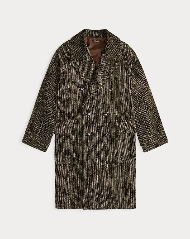 Herringbone-Print Corduroy Topcoat