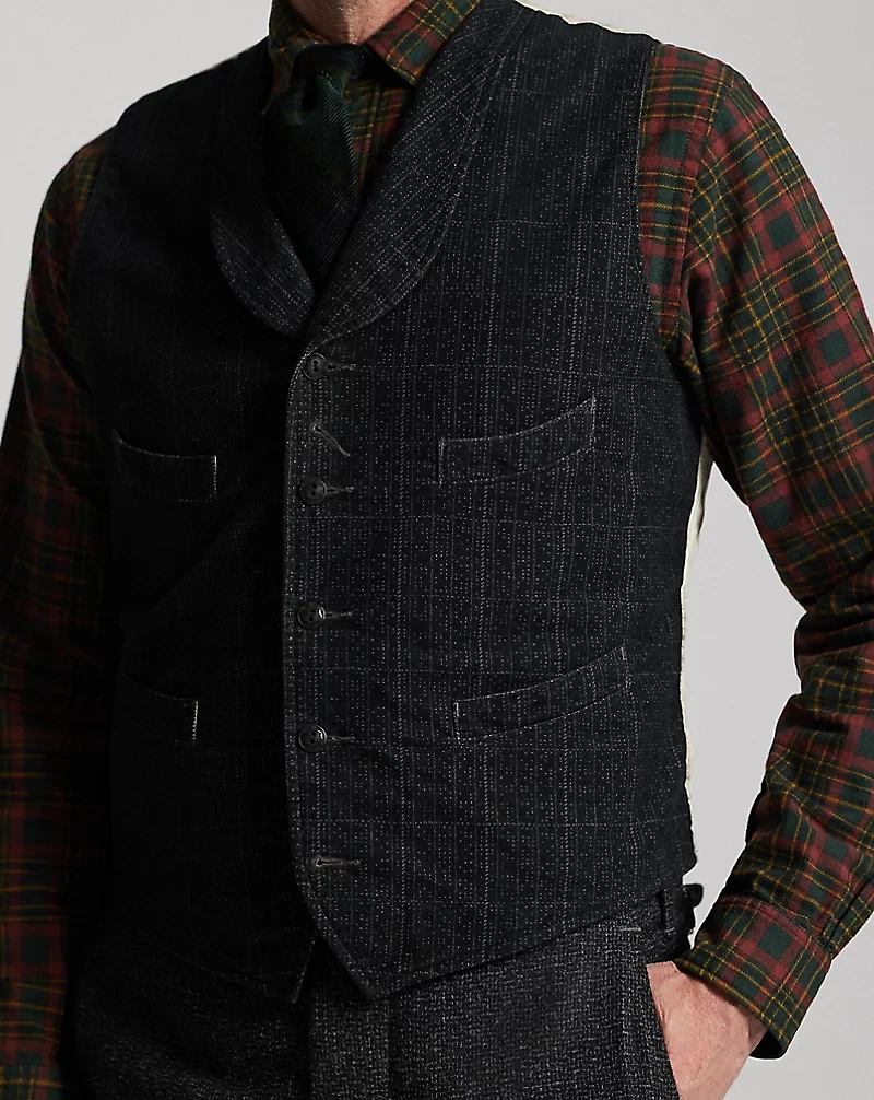 Check-Print Moleskin Vest