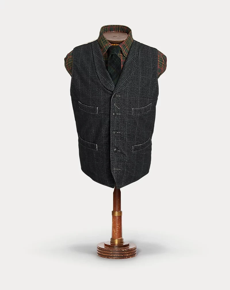 Check-Print Moleskin Vest